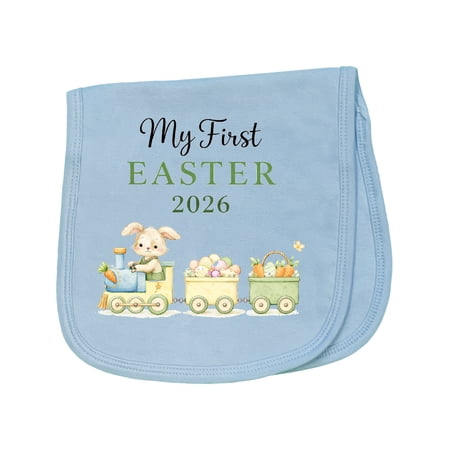 Inktastic My First Easter 2026 Train Baby Burp Cloth