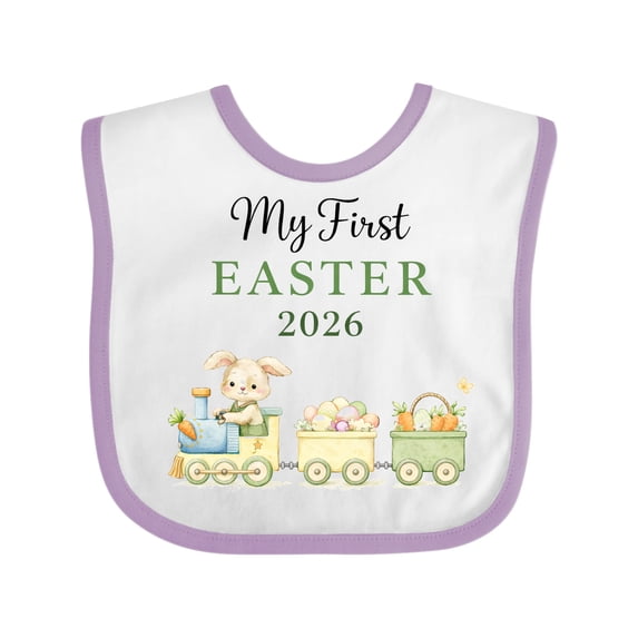 Inktastic My First Easter 2026 Train Boys or Girls Baby Bib