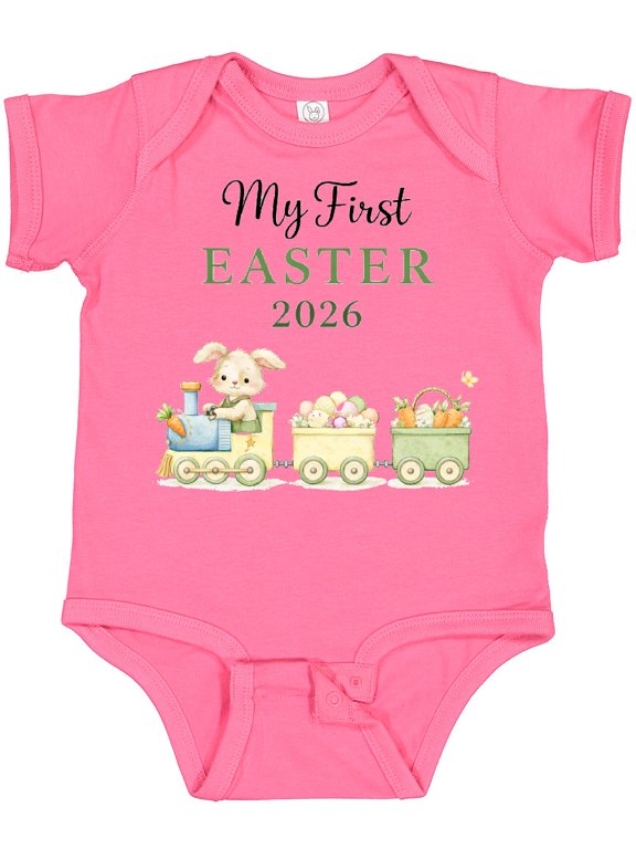 My First Easter 2026 Train Boys or Girls Baby Bodysuit