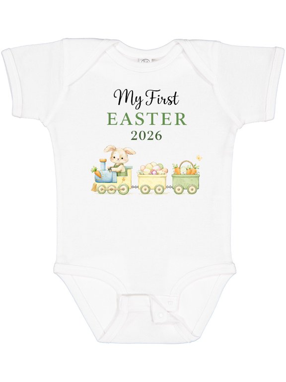 My First Easter 2026 Train Boys or Girls Baby Bodysuit