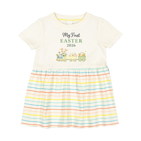 Inktastic My First Easter 2026 Train Girls Baby Dress