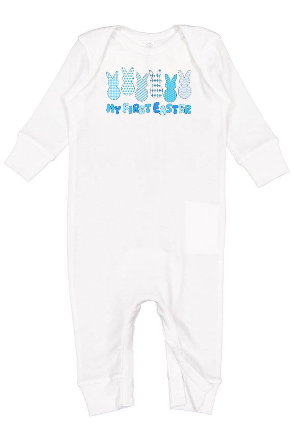 My First Easter Blue Easter Bunnies Baby Romper Coveralls