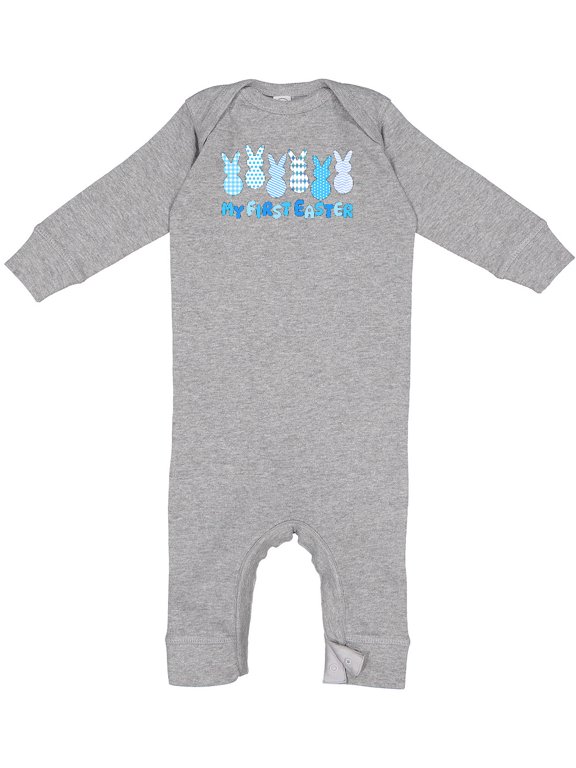My First Easter Blue Easter Bunnies Baby Romper Coveralls