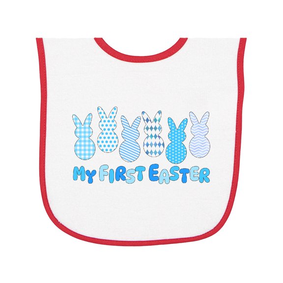 Inktastic My First Easter Blue Easter Bunnies Baby Terry Cloth Bib