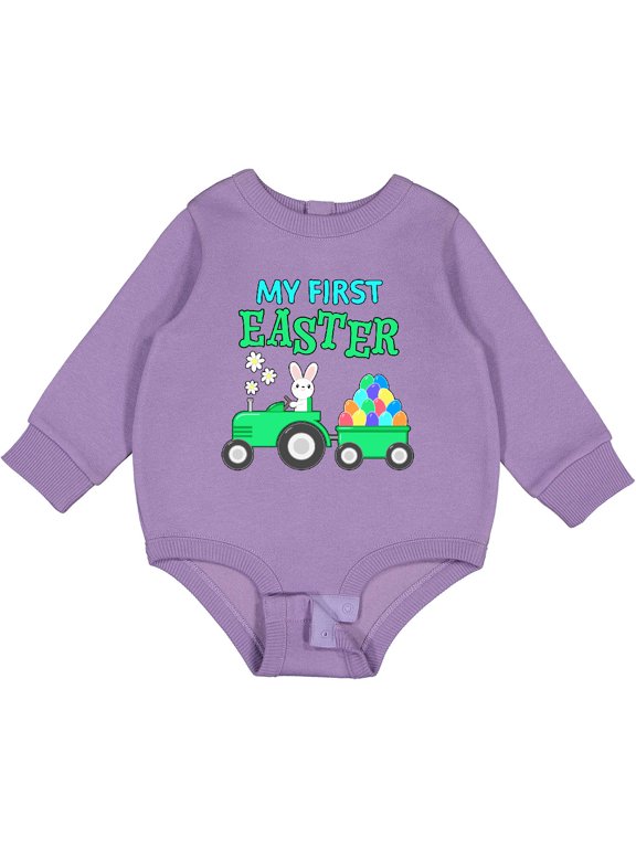 My First Easter Bunny and Tractor Baby Fleece Bodysuit
