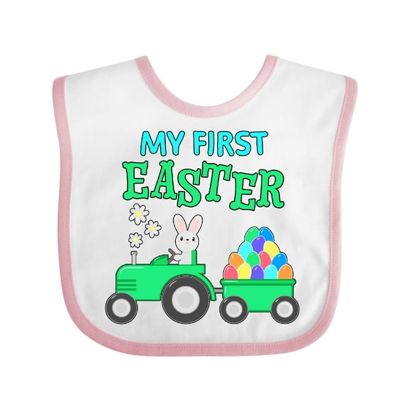 Inktastic My First Easter Bunny and Tractor Boys or Girls Baby Bib