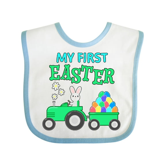 Inktastic My First Easter Bunny and Tractor Boys or Girls Baby Bib