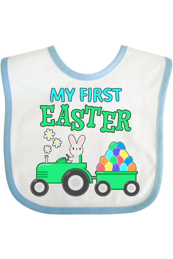 My First Easter Bunny and Tractor Boys or Girls Baby Bib