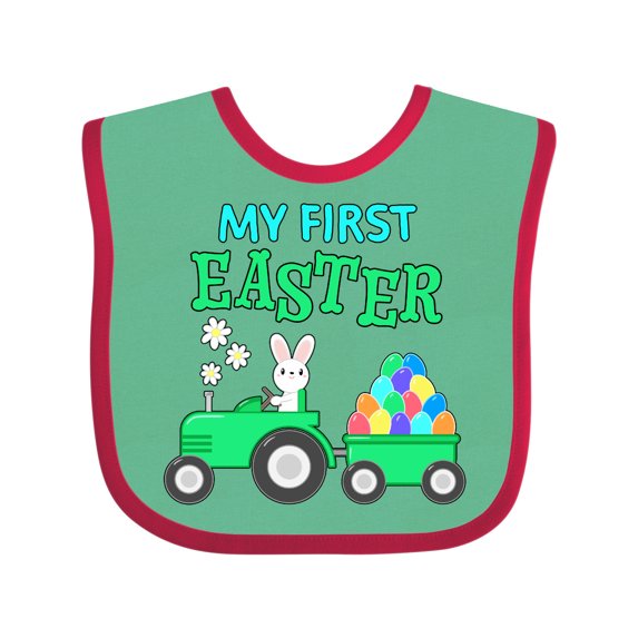 Inktastic My First Easter Bunny and Tractor Boys or Girls Baby Bib