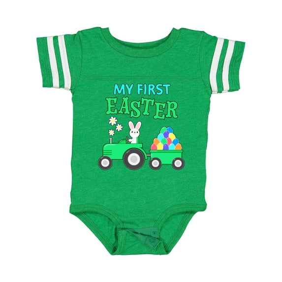 Inktastic My First Easter Bunny and Tractor Boys or Girls Baby Bodysuit