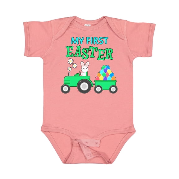 Inktastic My First Easter Bunny and Tractor Boys or Girls Baby Bodysuit