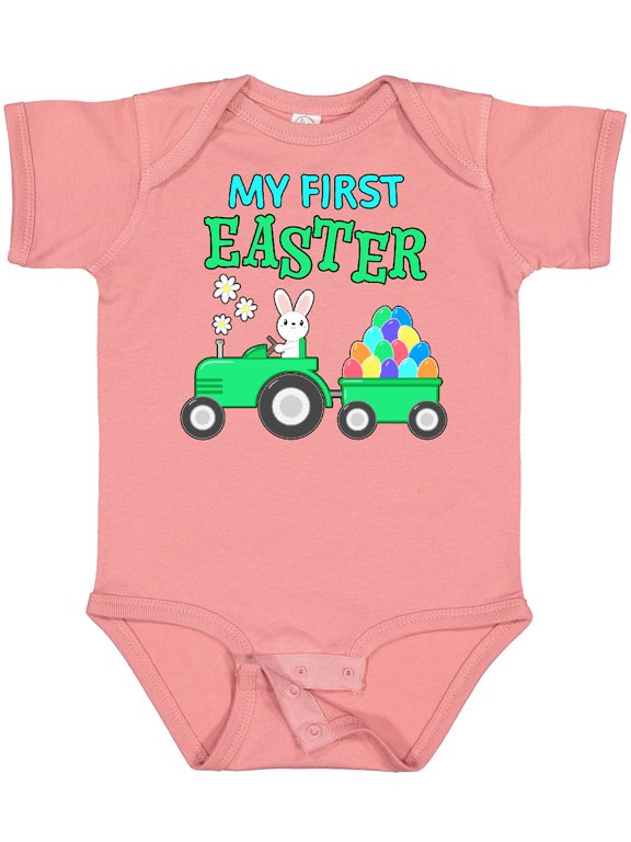 My First Easter Bunny and Tractor Boys or Girls Baby Bodysuit