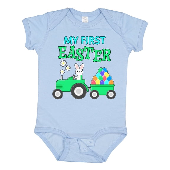 Inktastic My First Easter Bunny and Tractor Boys or Girls Baby Bodysuit