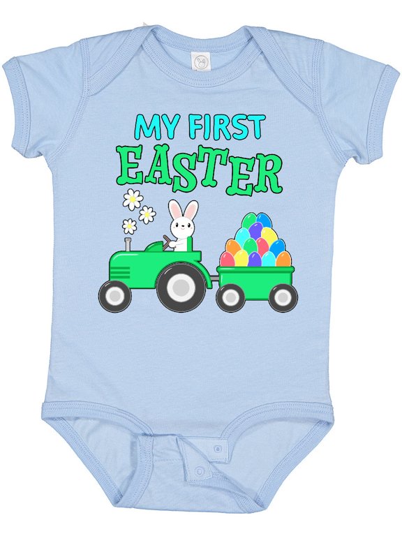 My First Easter Bunny and Tractor Boys or Girls Baby Bodysuit