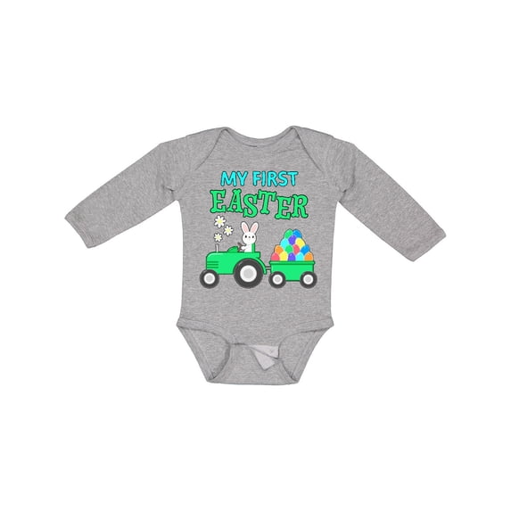 Inktastic My First Easter Bunny and Tractor Boys or Girls Long Sleeve Baby Bodysuit