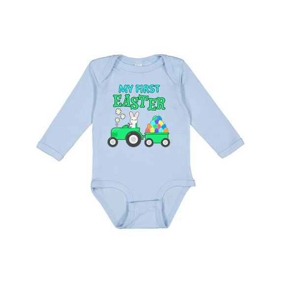 Inktastic My First Easter Bunny and Tractor Boys or Girls Long Sleeve Baby Bodysuit