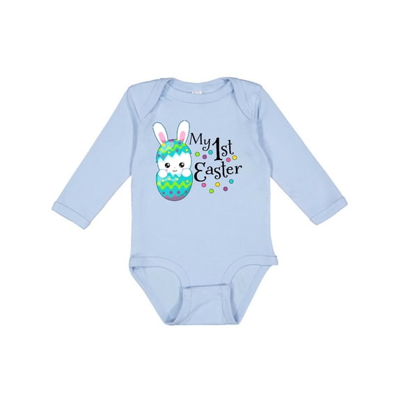 Inktastic My First Easter- Bunny in an Egg Boys or Girls Long Sleeve Baby Bodysuit