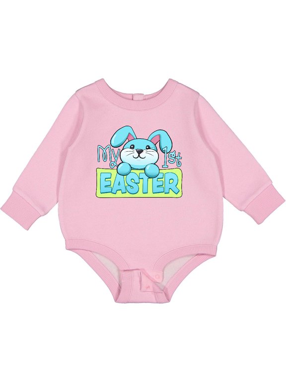 My First Easter Cuddly Blue Bunny Baby Fleece Bodysuit