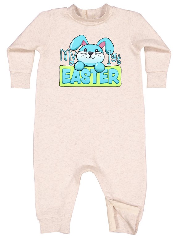 My First Easter Cuddly Blue Bunny Baby Fleece Romper