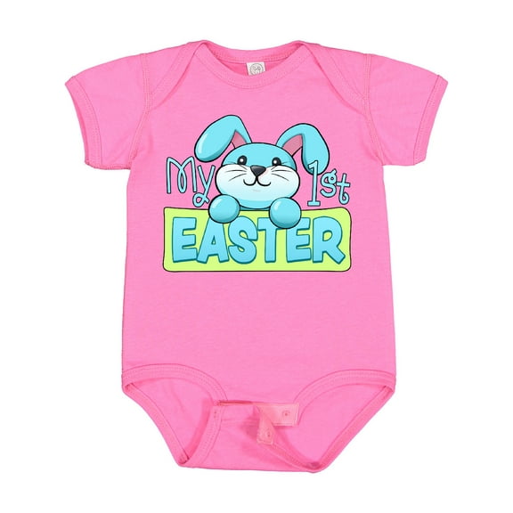 Inktastic My First Easter Cuddly Blue Bunny Boys or Girls Baby Bodysuit