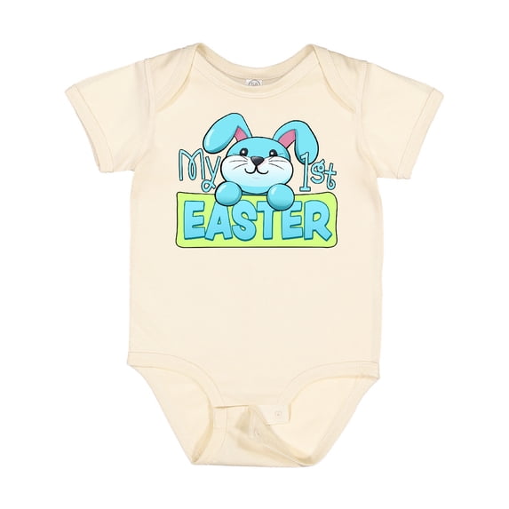 Inktastic My First Easter Cuddly Blue Bunny Boys or Girls Baby Bodysuit