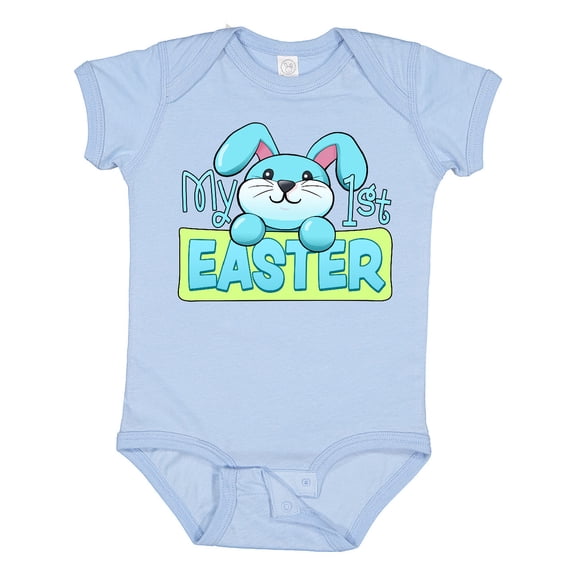 Inktastic My First Easter Cuddly Blue Bunny Boys or Girls Baby Bodysuit