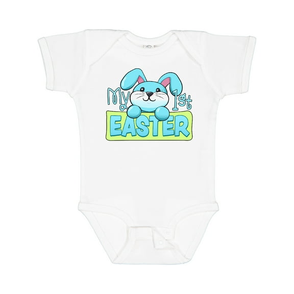 Inktastic My First Easter Cuddly Blue Bunny Boys or Girls Baby Bodysuit