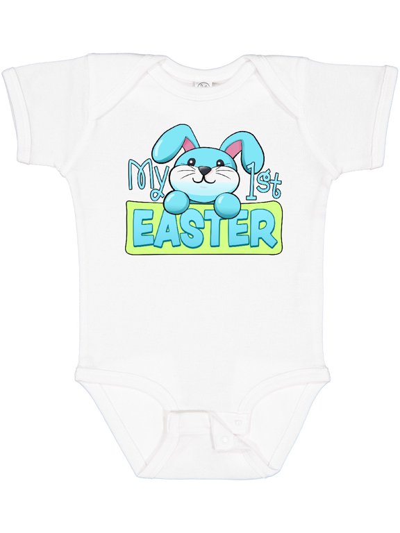 My First Easter Cuddly Blue Bunny Boys or Girls Baby Bodysuit