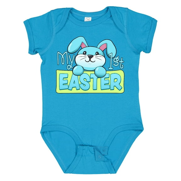 Inktastic My First Easter Cuddly Blue Bunny Boys or Girls Baby Bodysuit