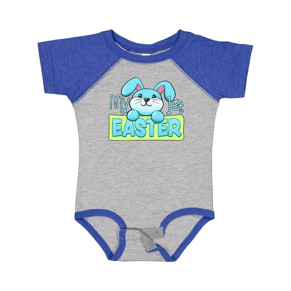 Inktastic My First Easter Cuddly Blue Bunny Boys or Girls Baby Bodysuit