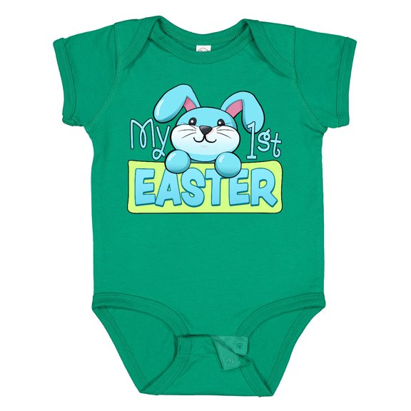 Inktastic My First Easter Cuddly Blue Bunny Boys or Girls Baby Bodysuit