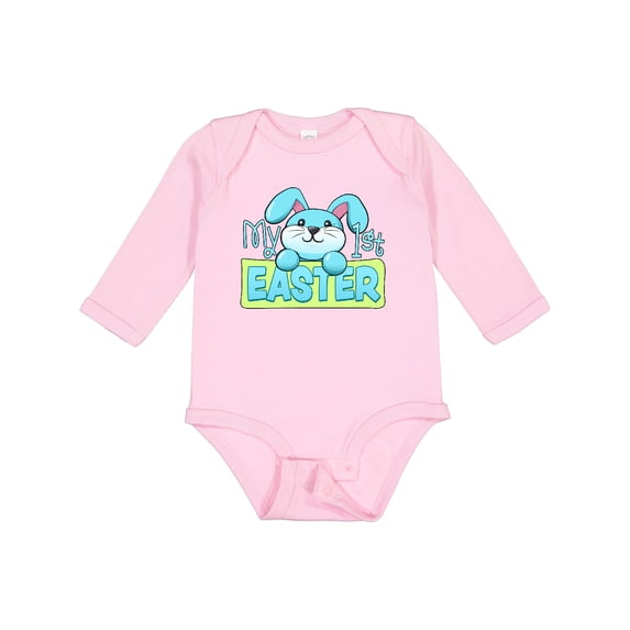 Inktastic My First Easter Cuddly Blue Bunny Boys or Girls Long Sleeve Baby Bodysuit