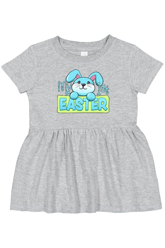My First Easter Cuddly Blue Bunny Girls Baby Dress