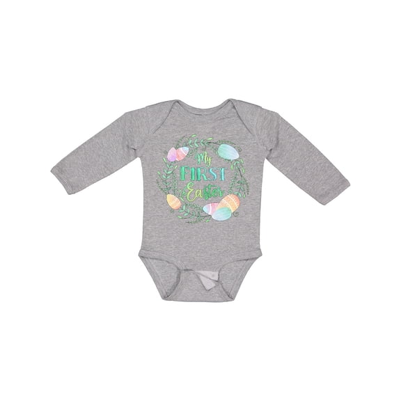Inktastic My First Easter Pastel Colored Wreath Boys or Girls Long Sleeve Baby Bodysuit