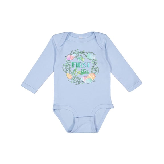 Inktastic My First Easter Pastel Colored Wreath Boys or Girls Long Sleeve Baby Bodysuit