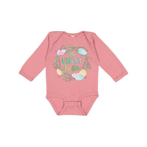 Inktastic My First Easter Pastel Colored Wreath Boys or Girls Long Sleeve Baby Bodysuit