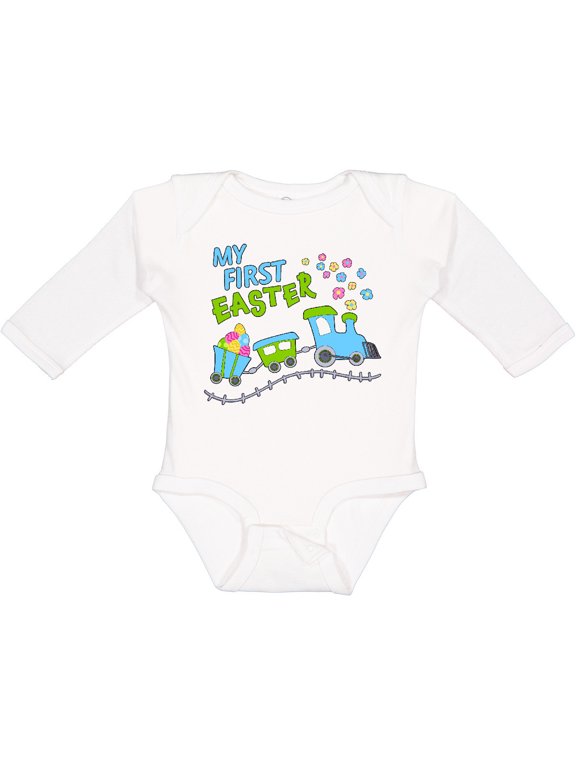 My First Easter Train Boys or Girls Long Sleeve Baby Bodysuit