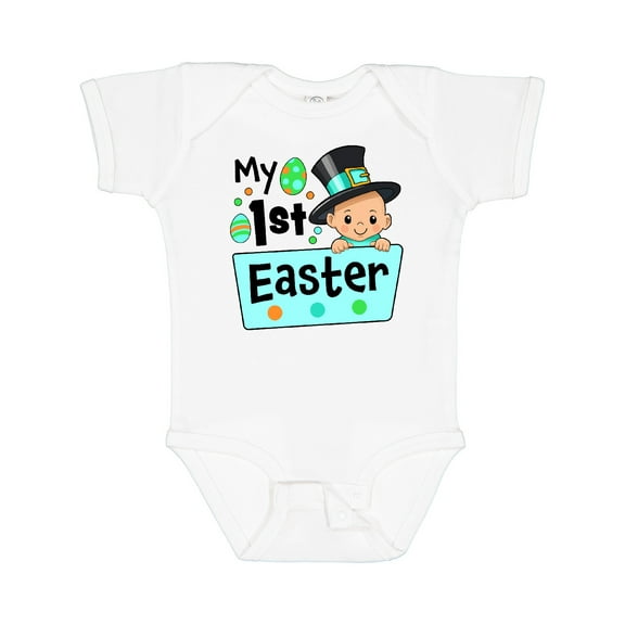 Inktastic My First Easter- baby in top hat Boys or Girls Baby Bodysuit