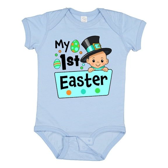Inktastic My First Easter- baby in top hat Boys or Girls Baby Bodysuit