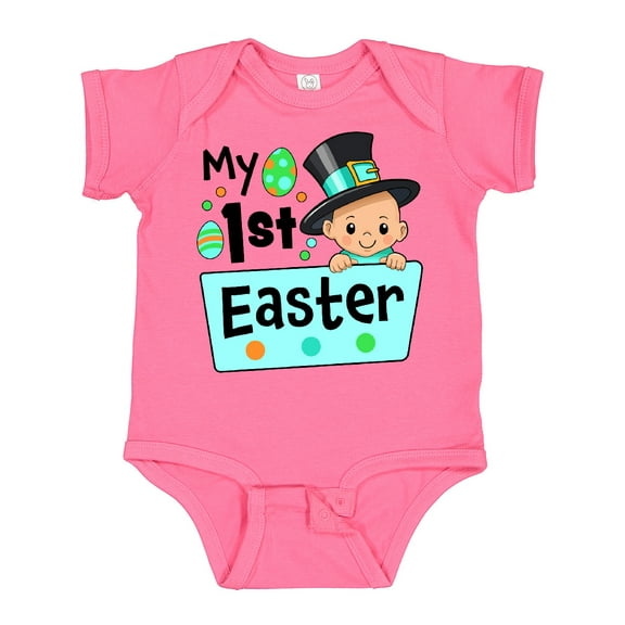 Inktastic My First Easter- baby in top hat Boys or Girls Baby Bodysuit