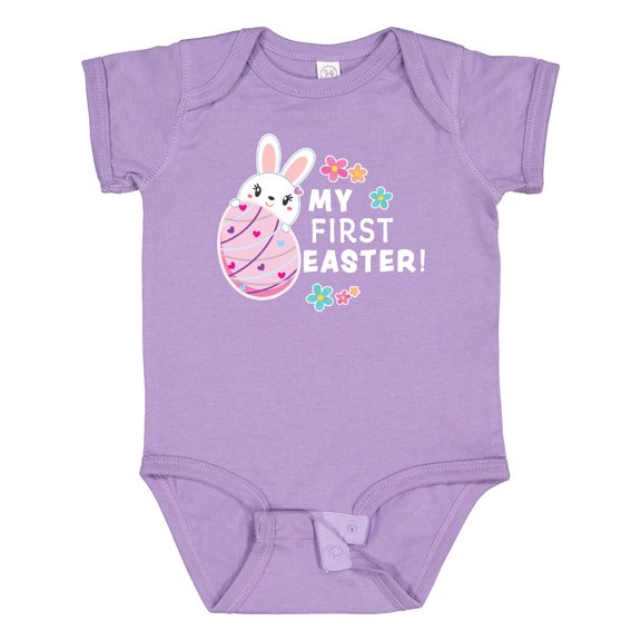 Inktastic My First Easter with Bunny Behind Egg Girls Baby Bodysuit