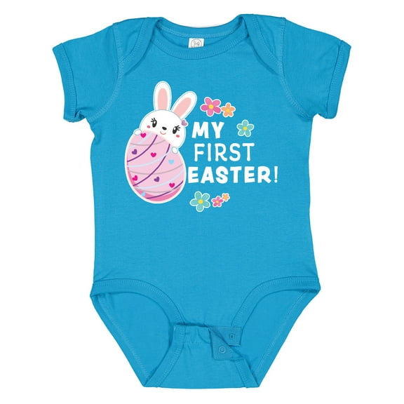 Inktastic My First Easter with Bunny Behind Egg Girls Baby Bodysuit