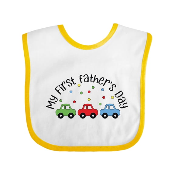 Inktastic My First Fathers Day with Red, Blue, and Green Cars Boys or Girls Baby Bib