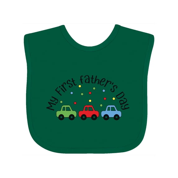 Inktastic My First Fathers Day with Red, Blue, and Green Cars Boys or Girls Baby Bib