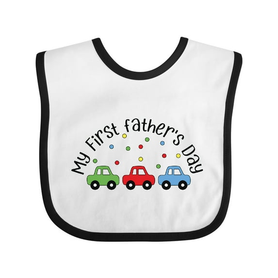 Inktastic My First Fathers Day with Red, Blue, and Green Cars Boys or Girls Baby Bib