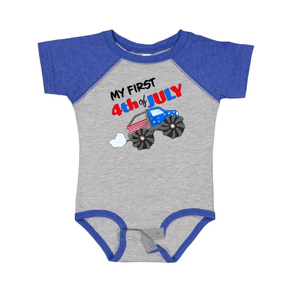 Inktastic My First Fourth of July Monster Truck Boys or Girls Baby Bodysuit