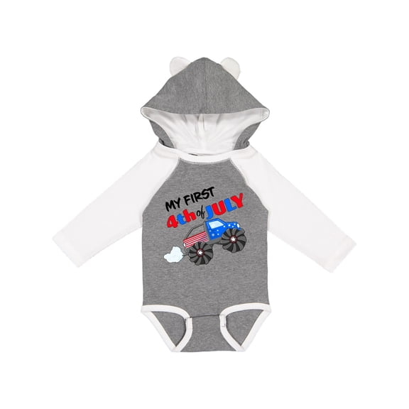 Inktastic My First Fourth of July Monster Truck Boys or Girls Long Sleeve Baby Bodysuit