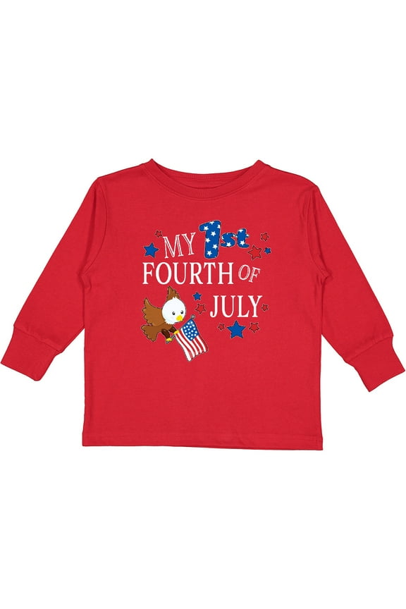 My First Fourth of July- eagle Boys or Girls Long Sleeve Toddler T-Shirt