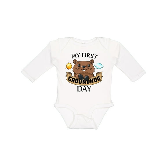 Inktastic My First Groundhog Day Cute Boys or Girls Long Sleeve Baby Bodysuit