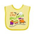 thumbnail image 1 of Inktastic My First Halloween- Train with Pumpkins, Bats, Cat,and Ghost Boys or Girls Baby Bib, 1 of 4